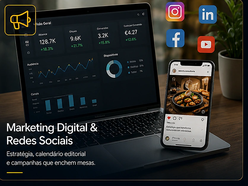 Equipa Savoris a apresentar estratégia de marketing digital para restaurante